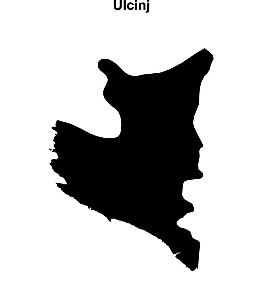 Ulcinj municipality blank outline map vector