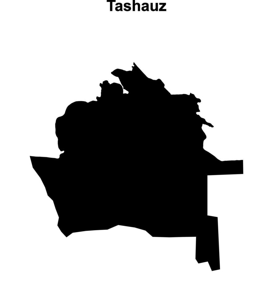 Tashauz region blank outline map vector