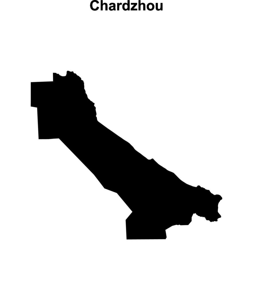 Chardzhou region blank outline map vector