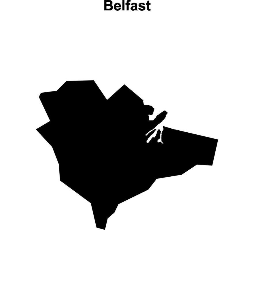 Belfast blank outline map vector
