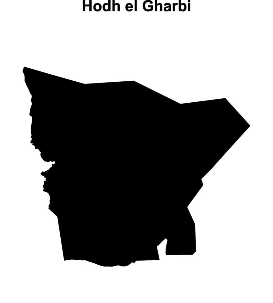 Hodh el Gharbi region blank outline map vector