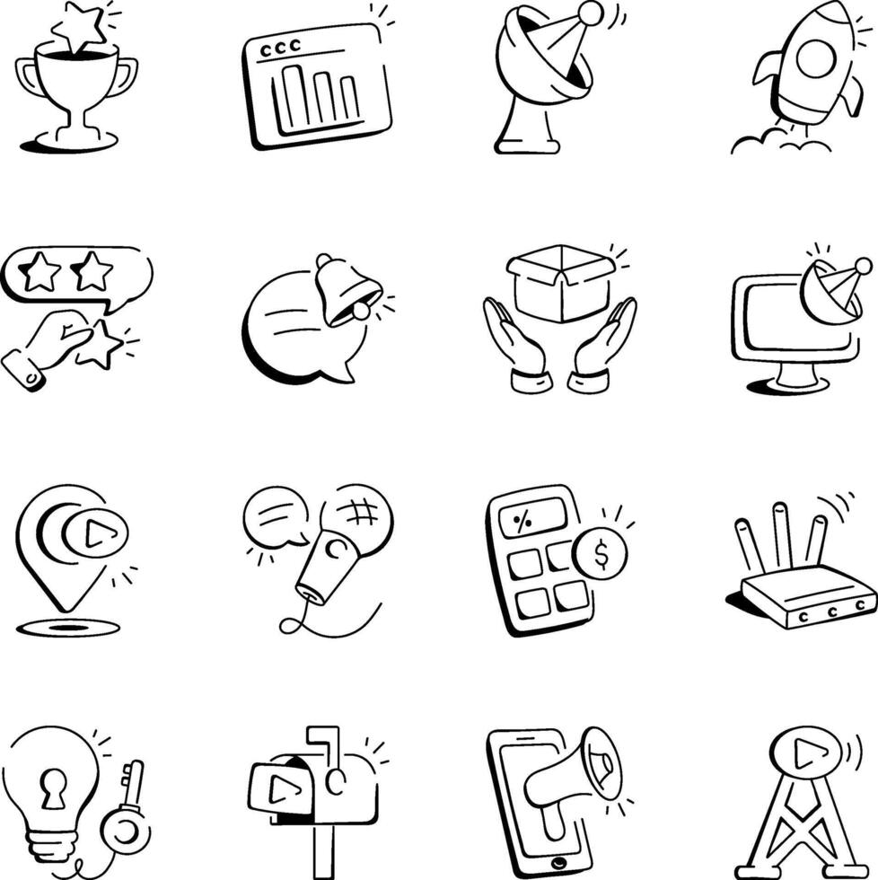 Set of Promotion Hand Drawn Style Icons vector
