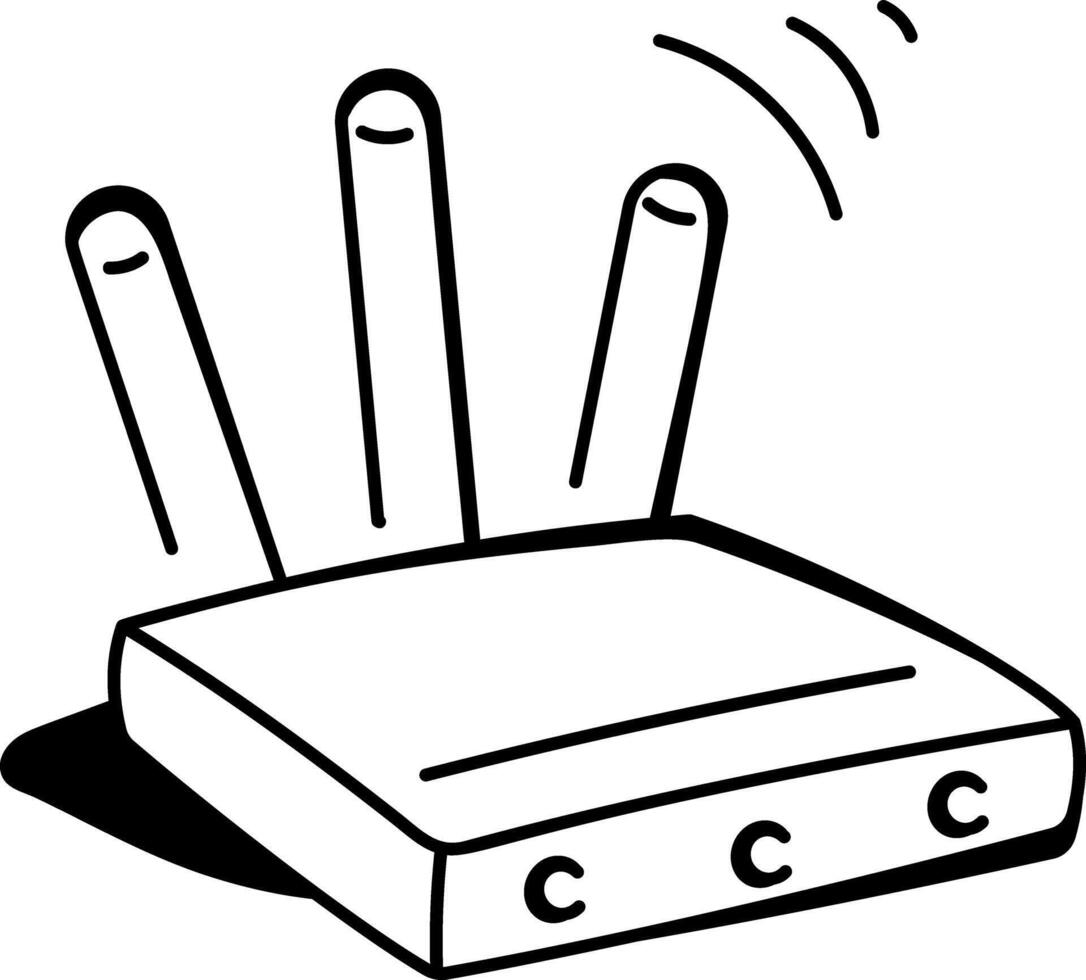 Router icon in doodle style vector