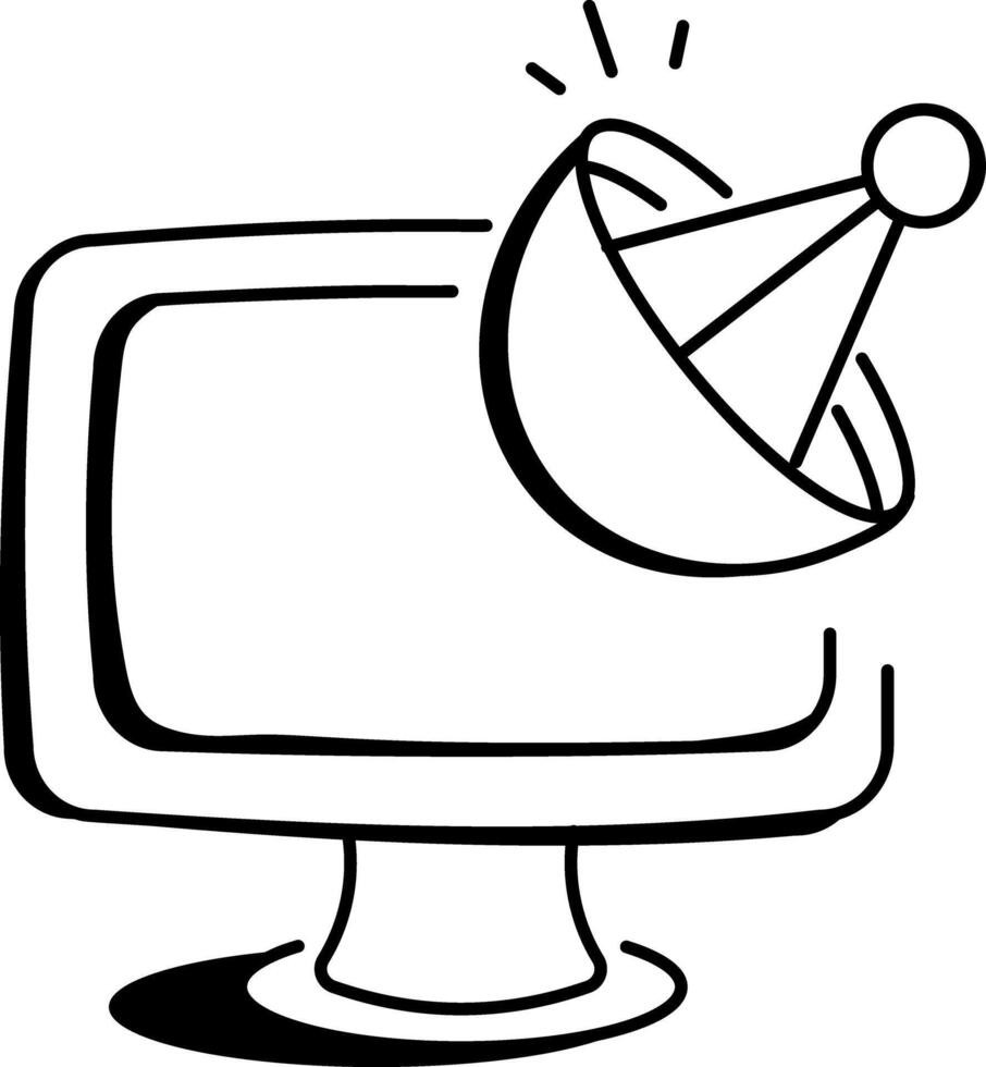 Dish tv icon in doodle style vector