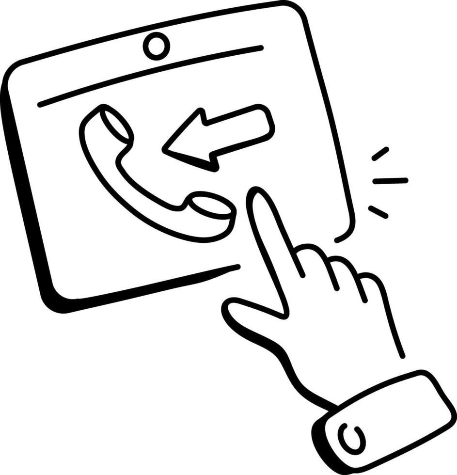 Call action icon in doodle style vector