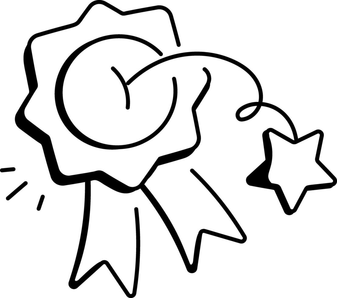 Rank badge icon in doodle style vector