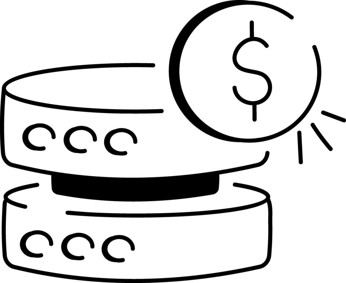Drawing style icon of business database vector