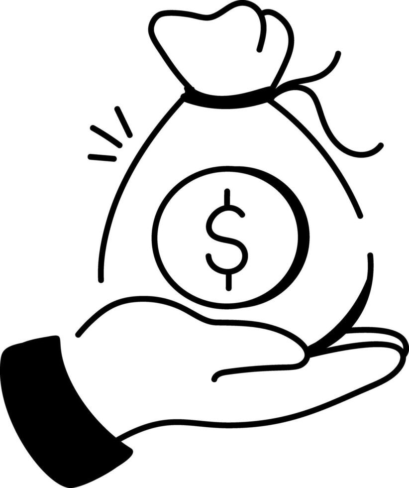 Hand holding investment money, doodle icon vector
