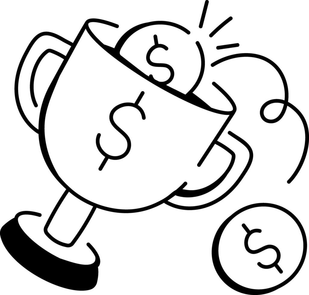 Hand drawn icon of business award with money vector