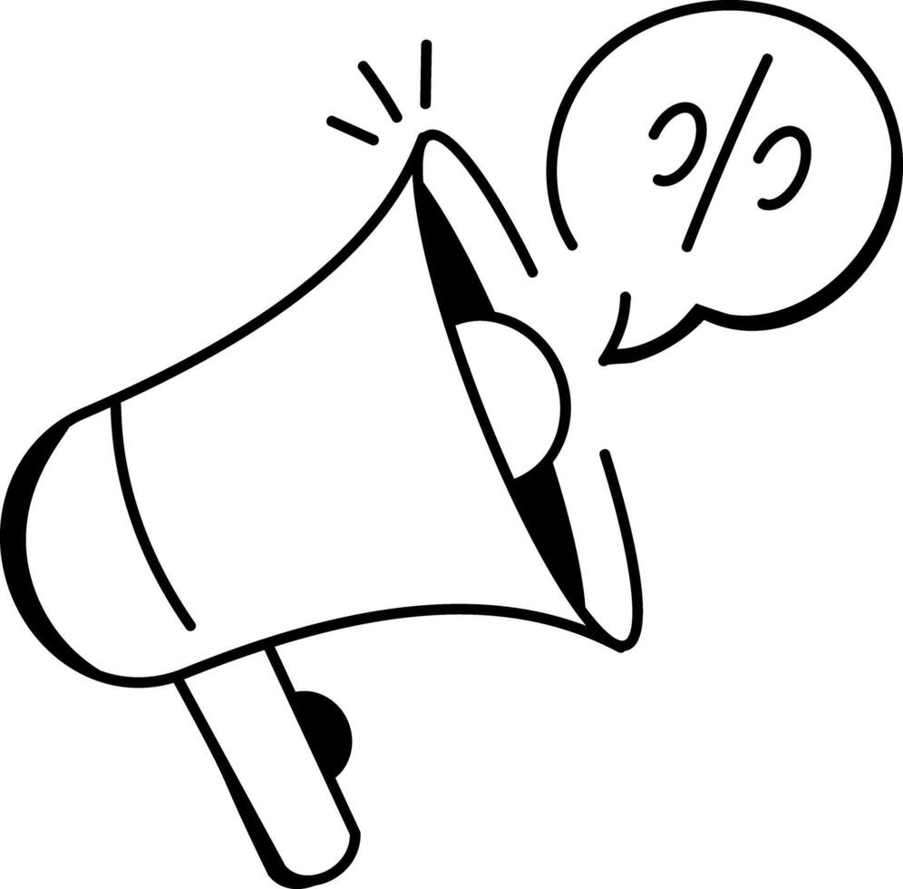 A sketchy icon of sale announcement with megaphone announcement, marketing, advertising, branding, publicity, sale, promotion, loudspeaker, business vector
