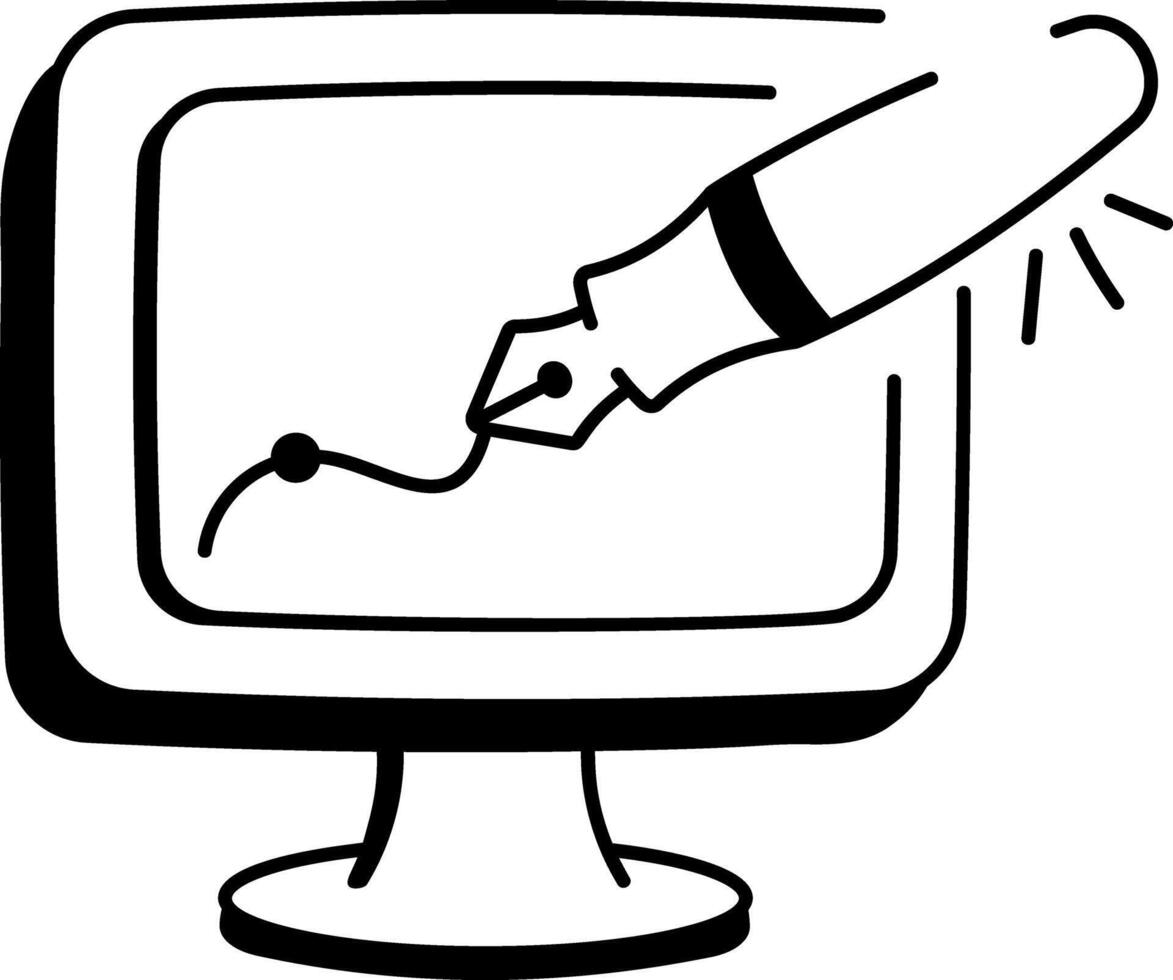 A sketchy style icon of digital design vector