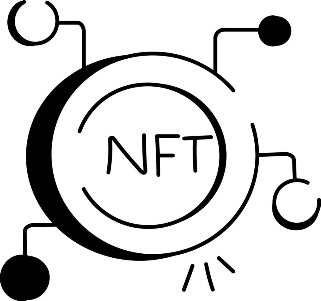 A hand drawn icon of nft token vector