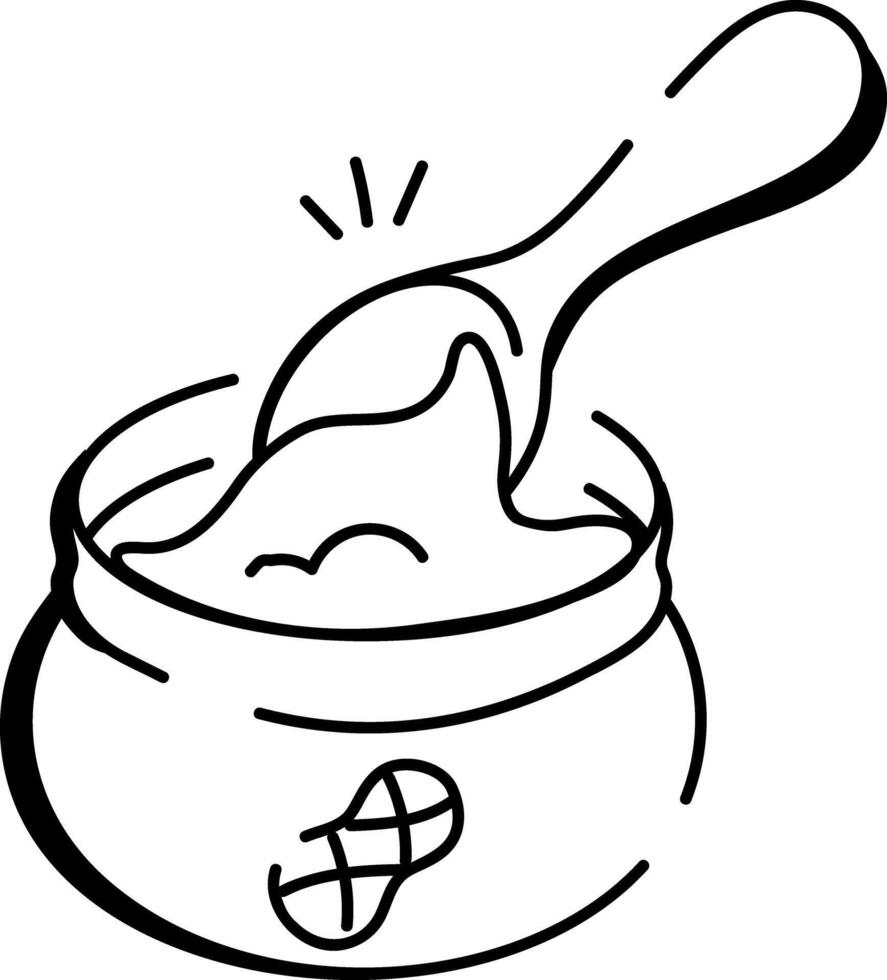 Hand drawn icon of peanut butter vector