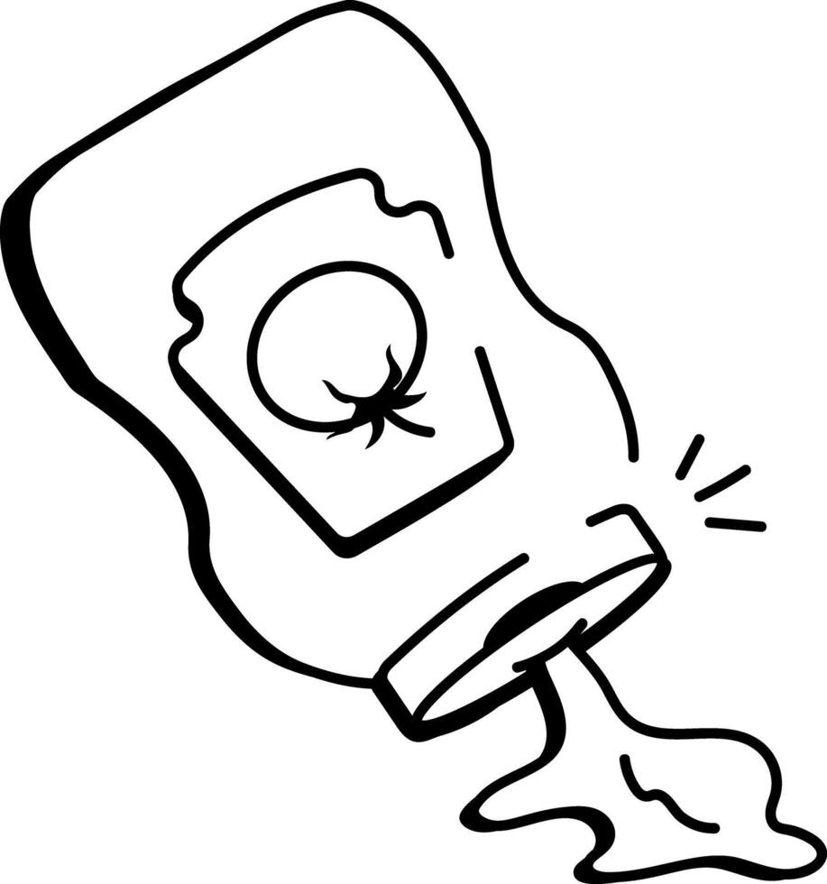 Ketchup bottle icon in doodle style vector