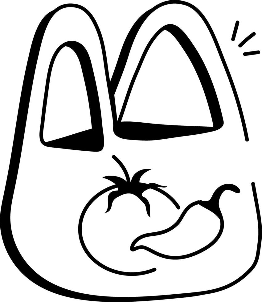 Sketchy style icon of grocery tote vector