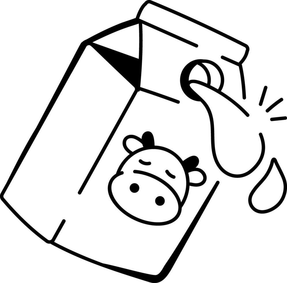 A hand drawn icon of milk packaging milk, drink, dairy, beverage, packaging, liquid, grocery, doodle, drawing, sketchy, icon, vector