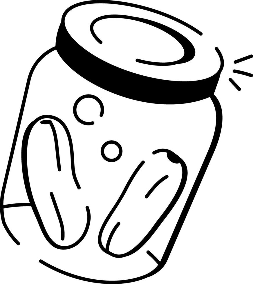 A hand drawn icon of cucumber pickle bottle vector
