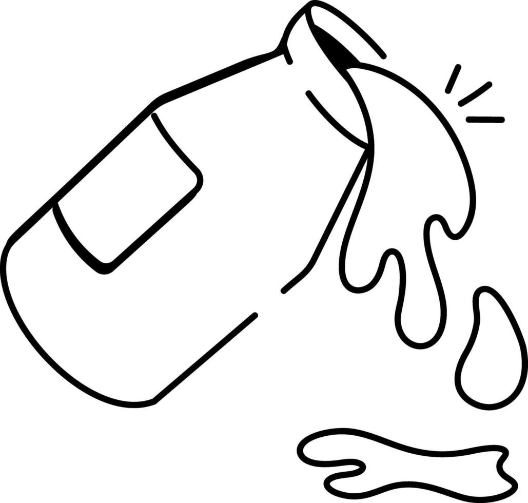 Hand drawn style icon of milk bottle spill vector