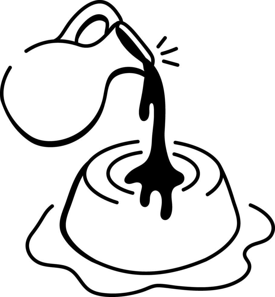 A doodle icon of caramel being poured over pudding vector