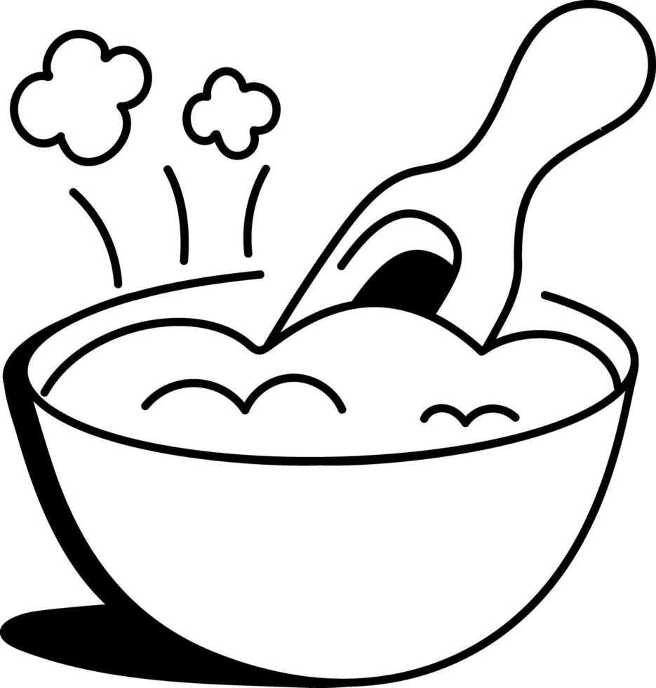 A doodle icon of a flour bowl vector
