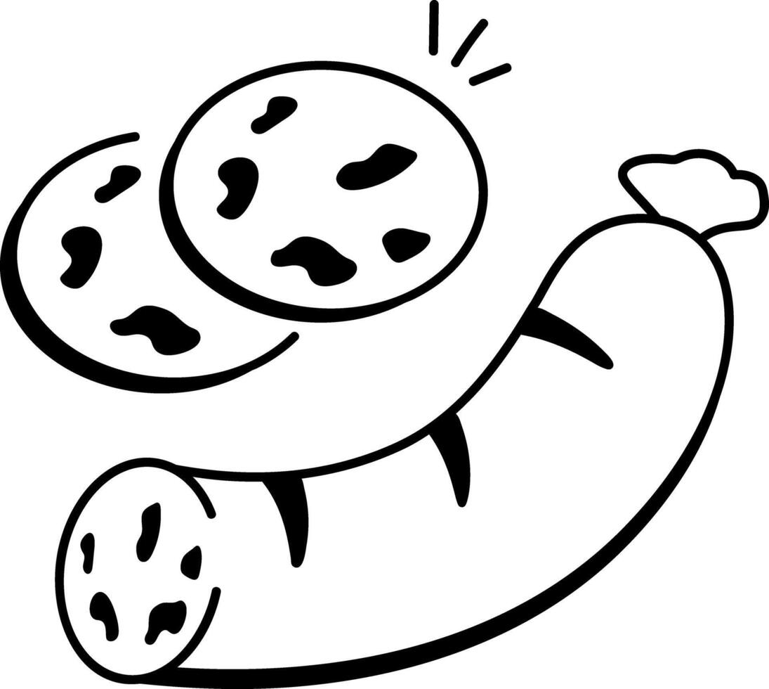 A delicious looking doodle icon of a sausage with slices vector