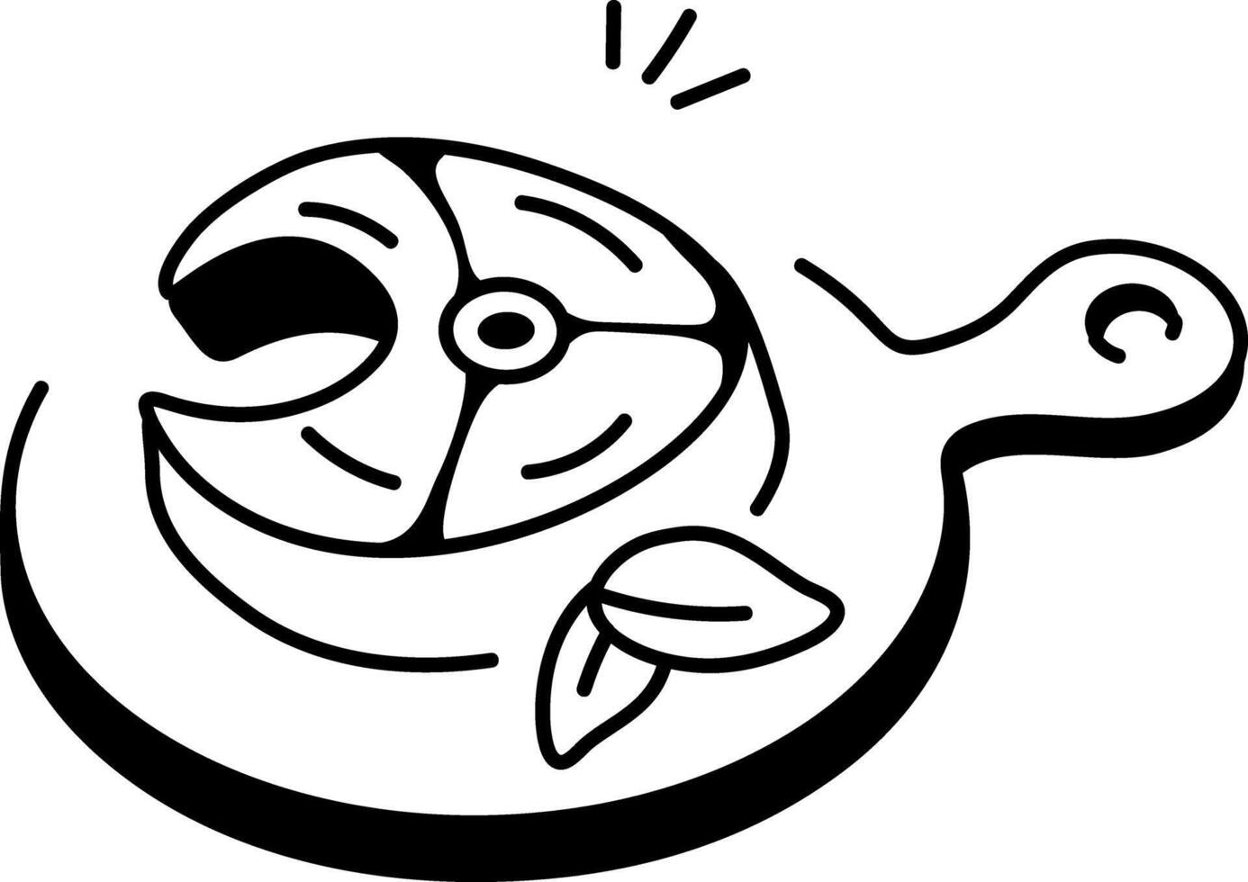 A doodle icon of a fish steak on a cutting board vector