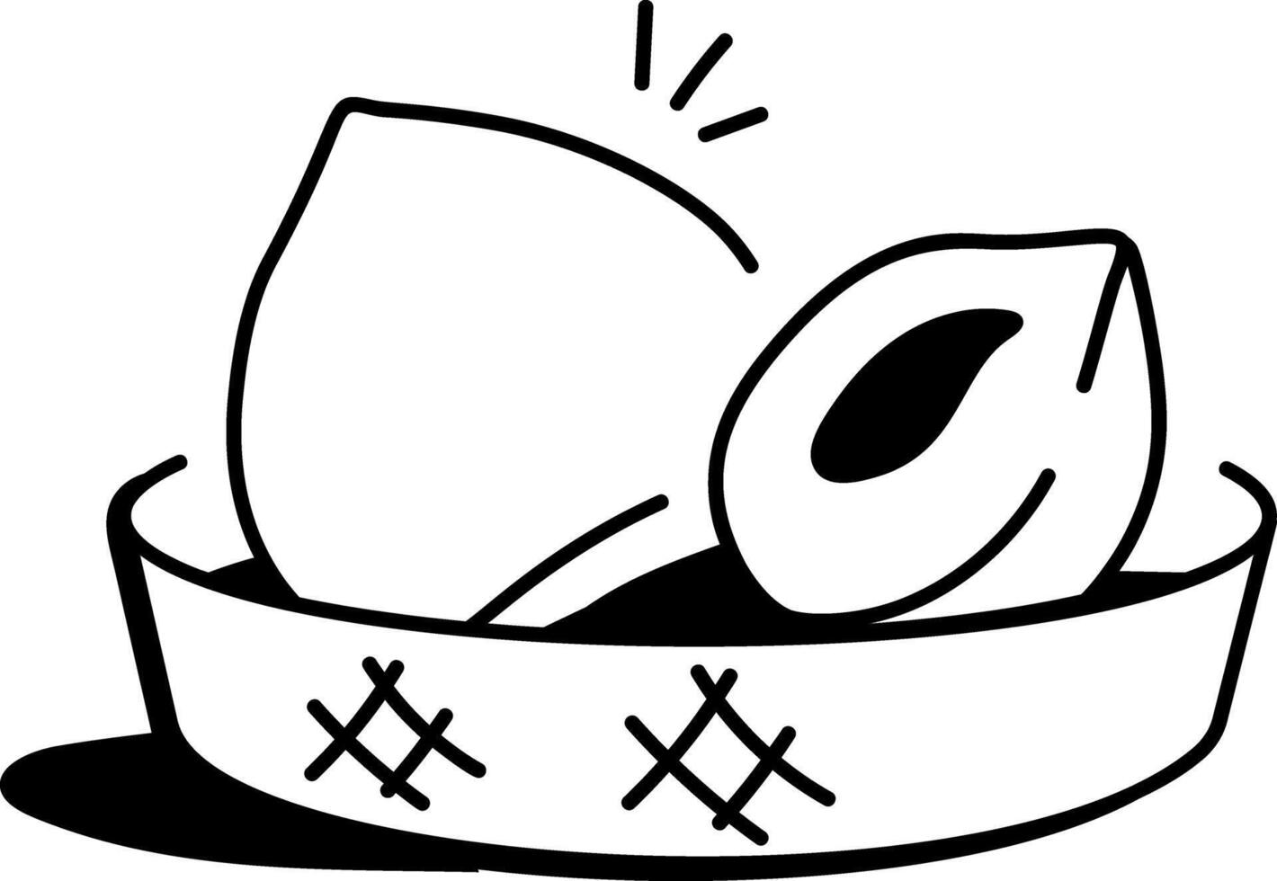 A doodle icon of hazelnuts in a small bowlhazelnut, fruit, nut, food, ingredient, seasoning, condiment, doodle, drawing, sketchy, vector