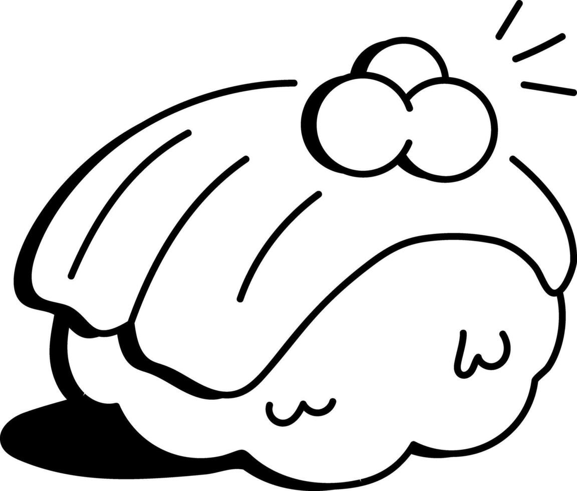 A doodle icon of a sushi roll with a seaweed wrap and rice vector
