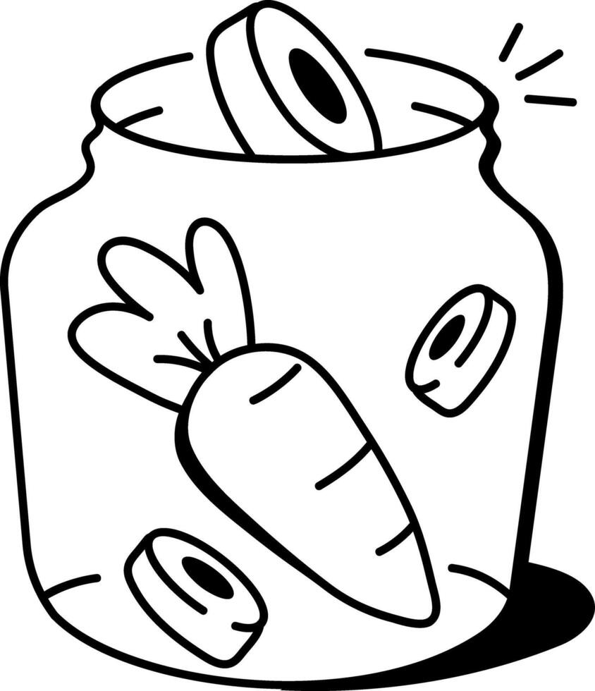 A doodle icon of a pickle jar filled with pickles vector