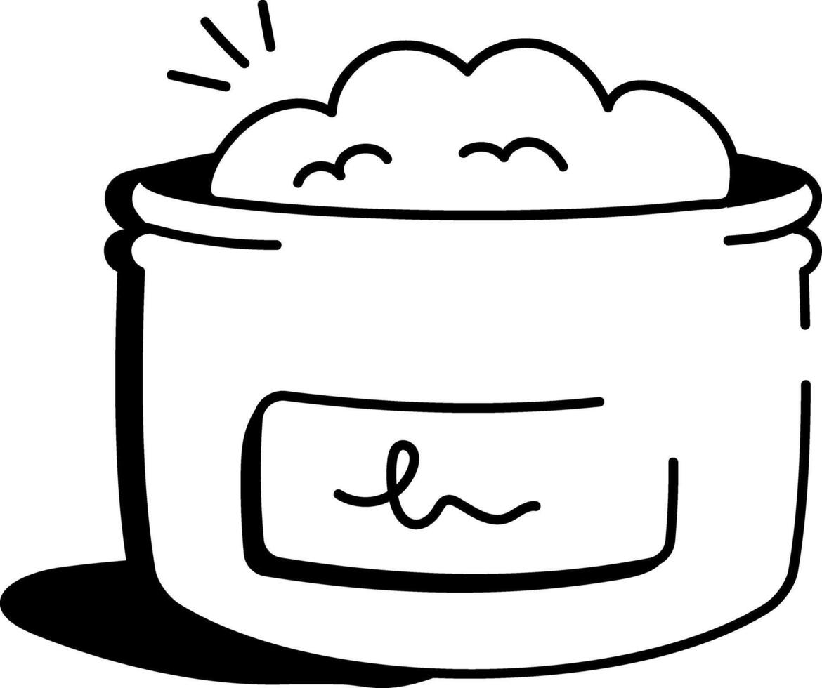 Doodle icon of a jar filled with indian cuisine spice called curry powder vector