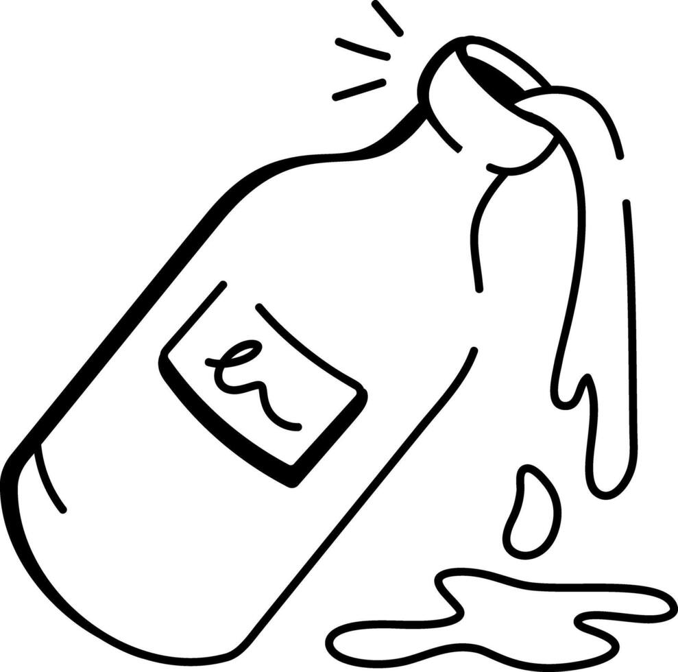 Doodle icon of a bottle of cooking oil pouring out vector