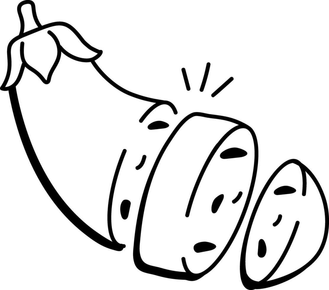 Doodle icon of sliced eggplant vector