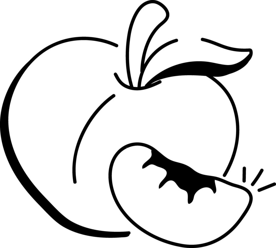A doodle style icon of fresh peach vector