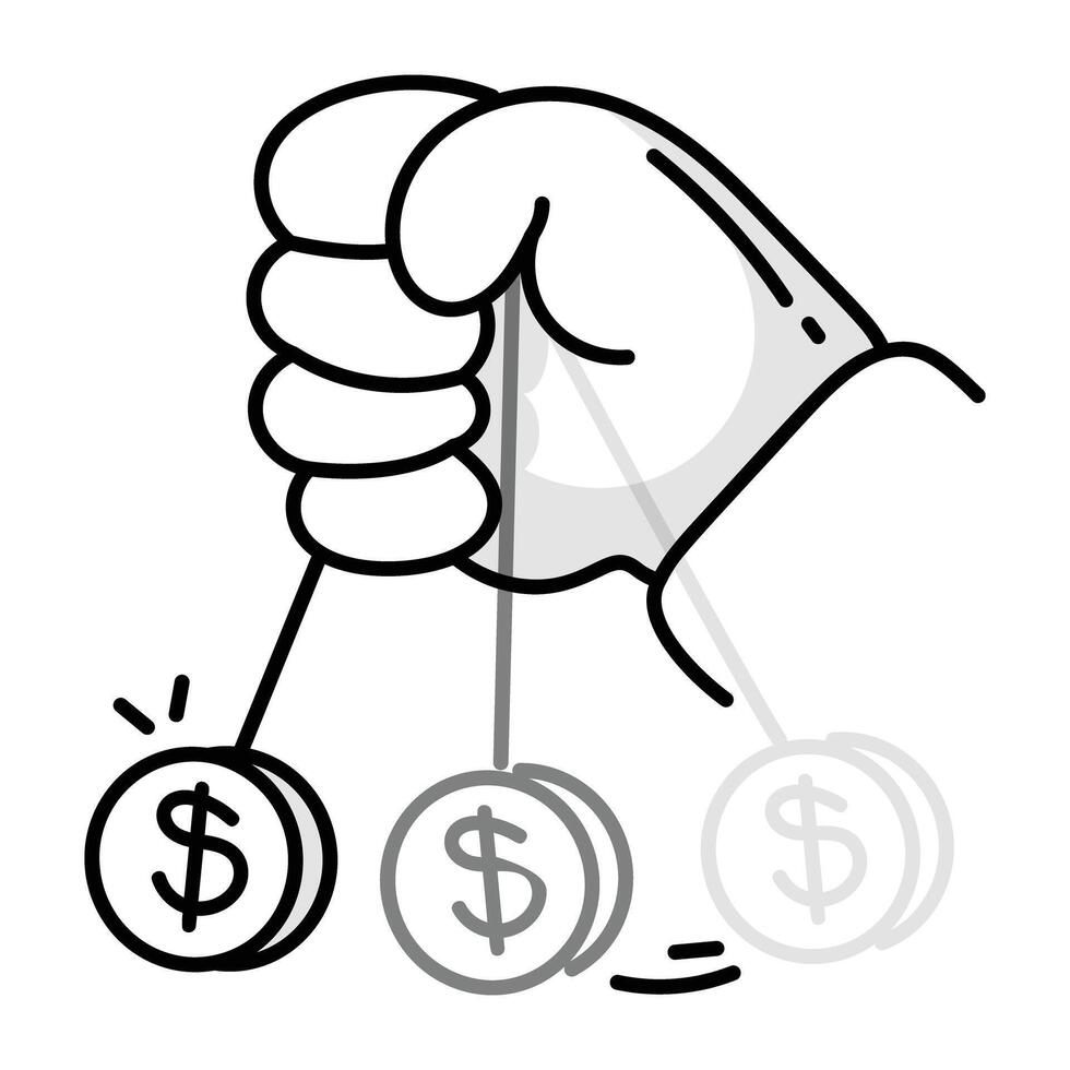 Currency manipulation icon in drawing style vector