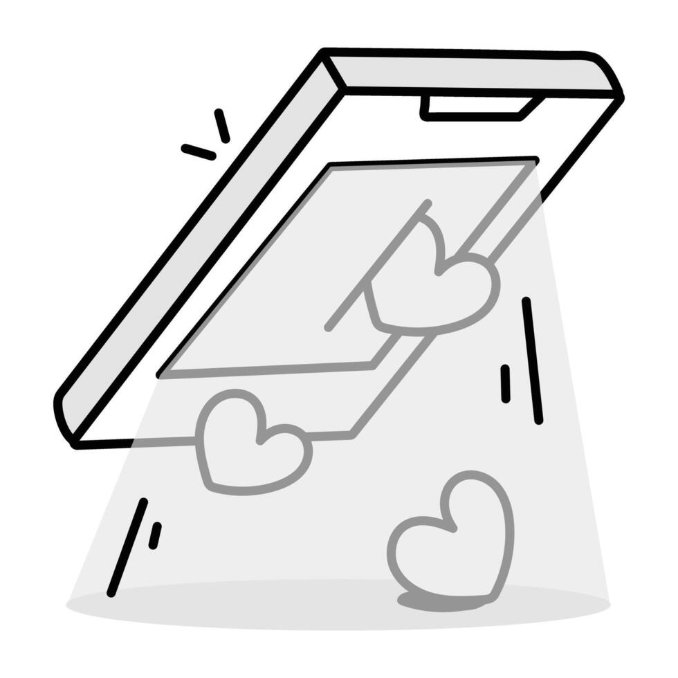 A sketchy style icon of romantic app vector