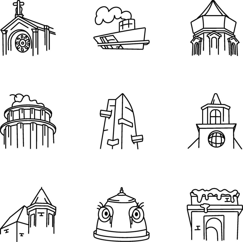 Pack of Doodle Style Paris Icons vector