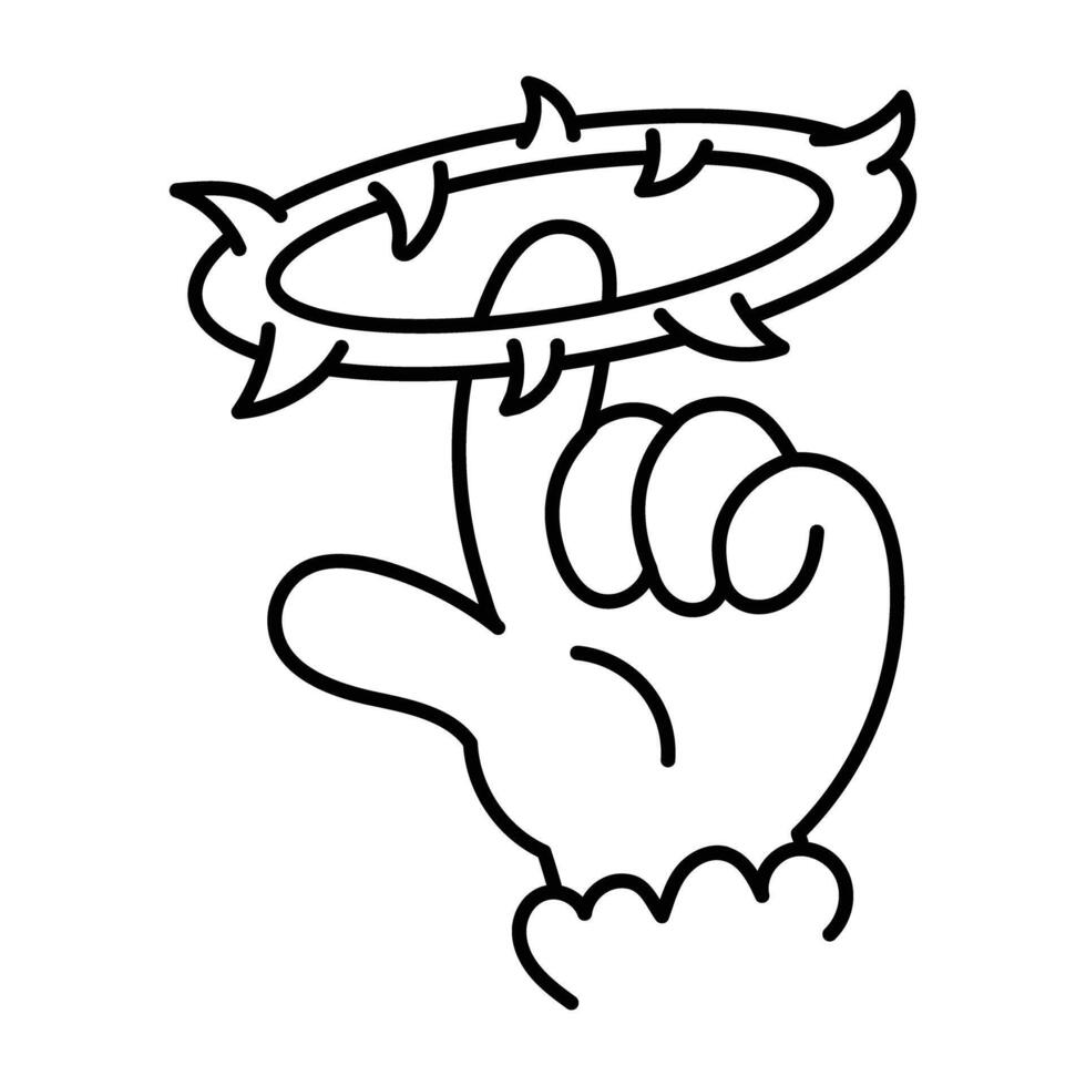 Spinning hoop on finger, doodle style icon vector