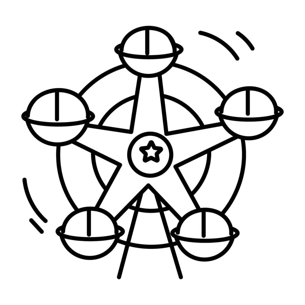 Ferris wheel icon in hand drawn style vector