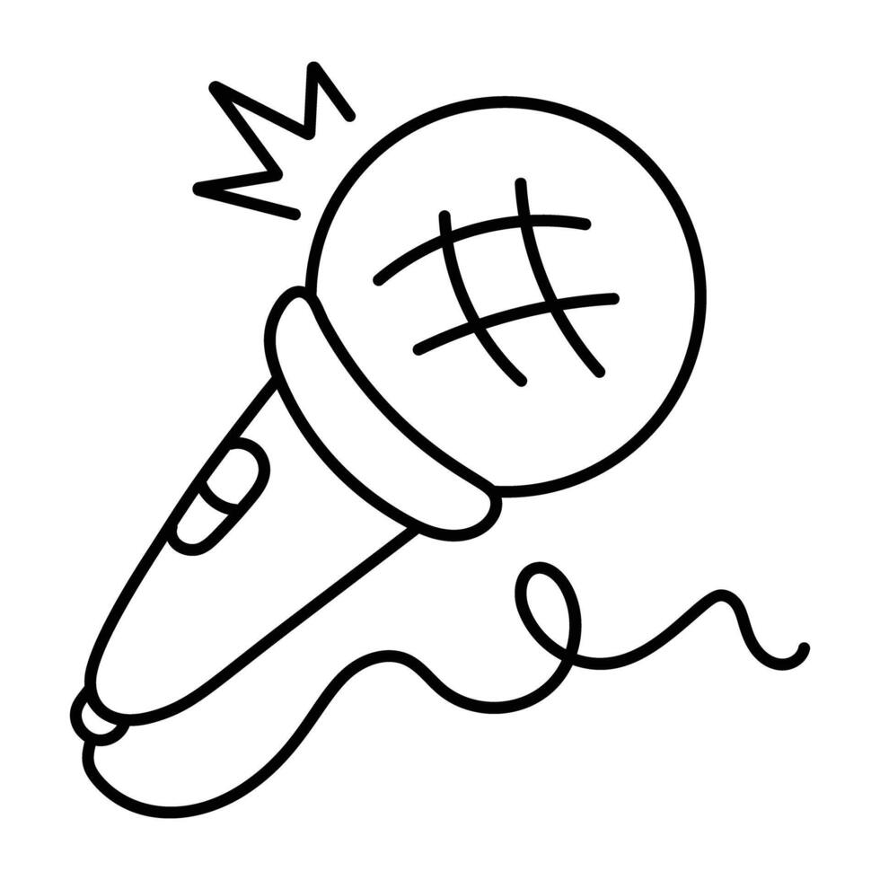Singing mic icon in doodle style vector