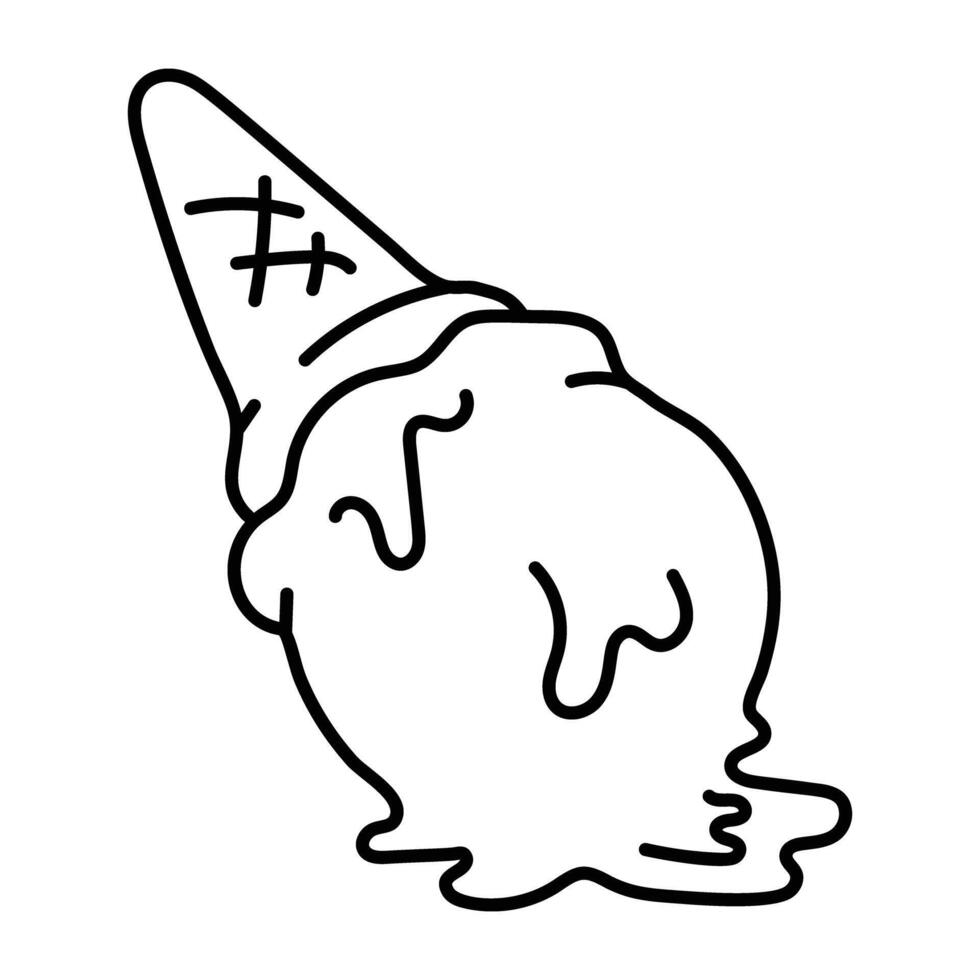 A doodle icon of melting ice cream vector
