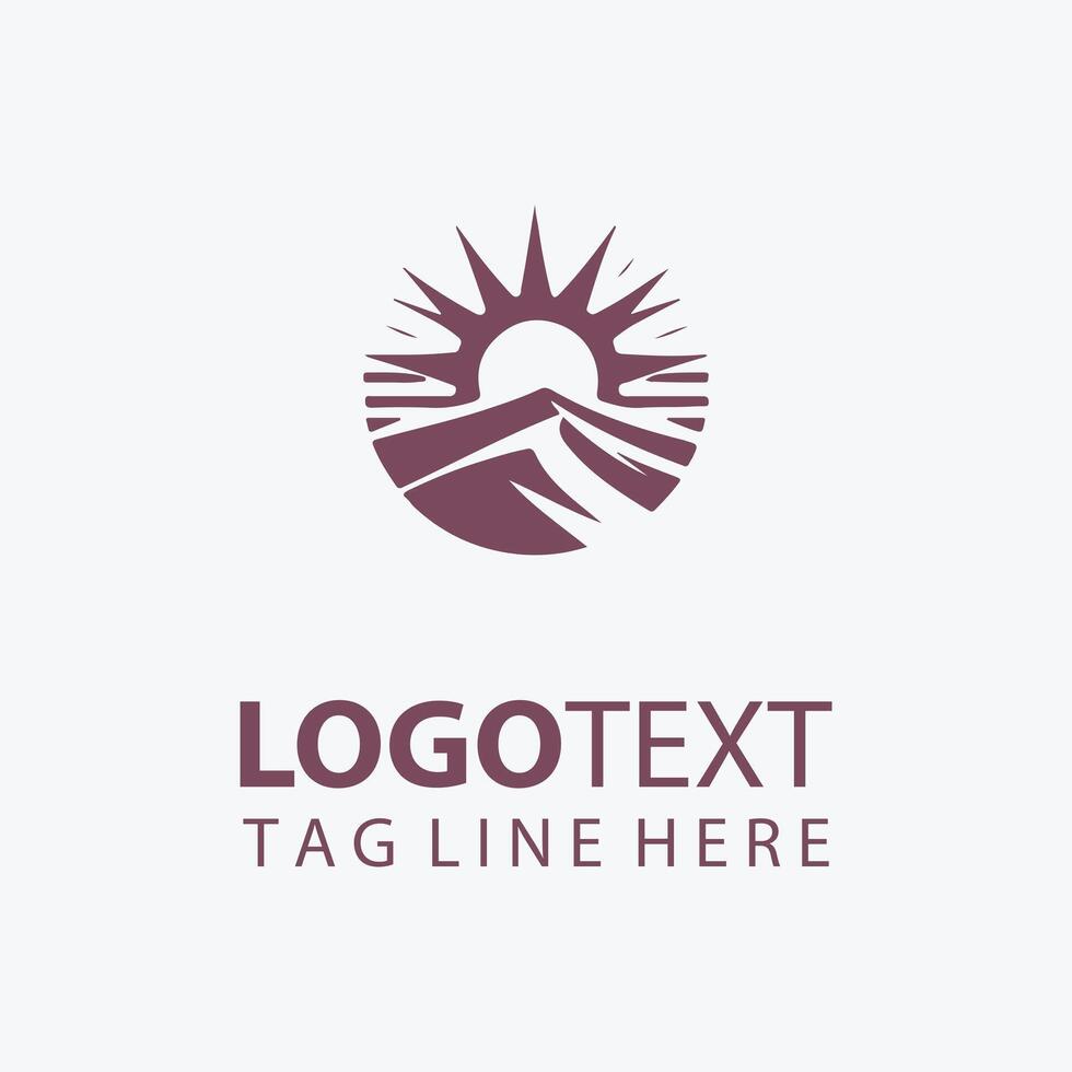 Desert Landscape Logo with Cactus Grass and Birds. vector