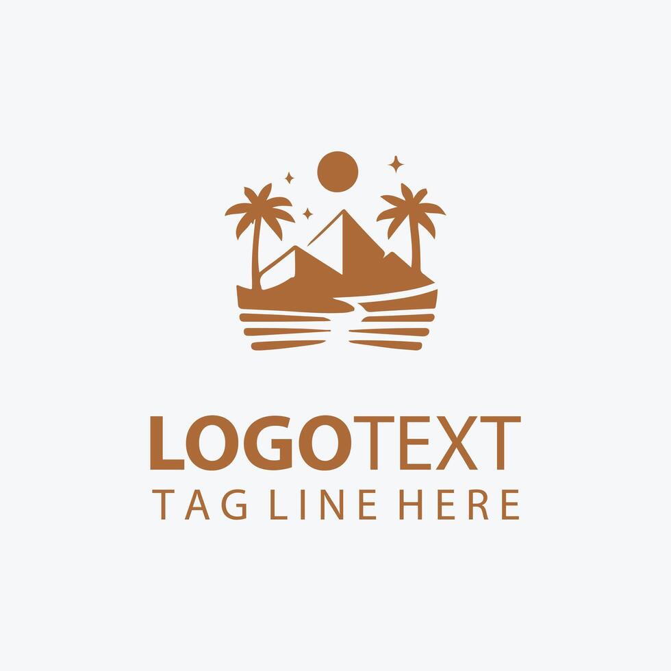 sun date tree and mountain logo vector