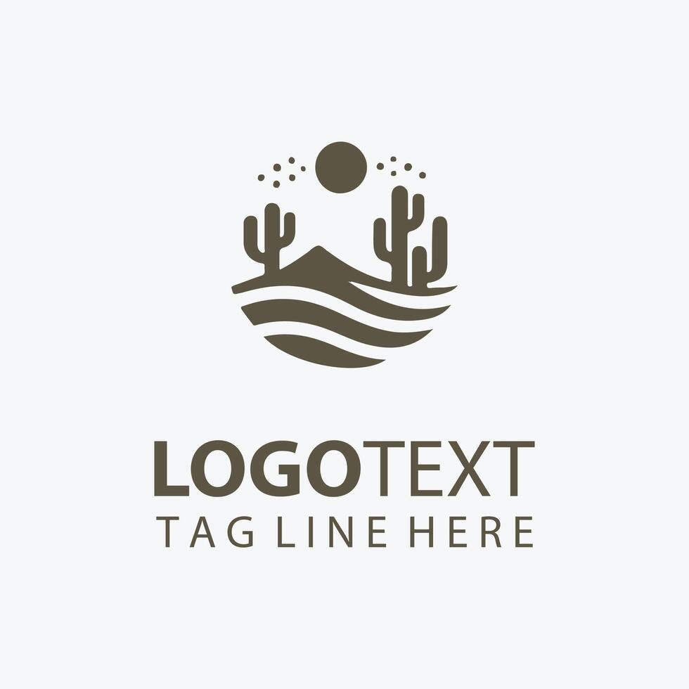 cactus and sun logo vector