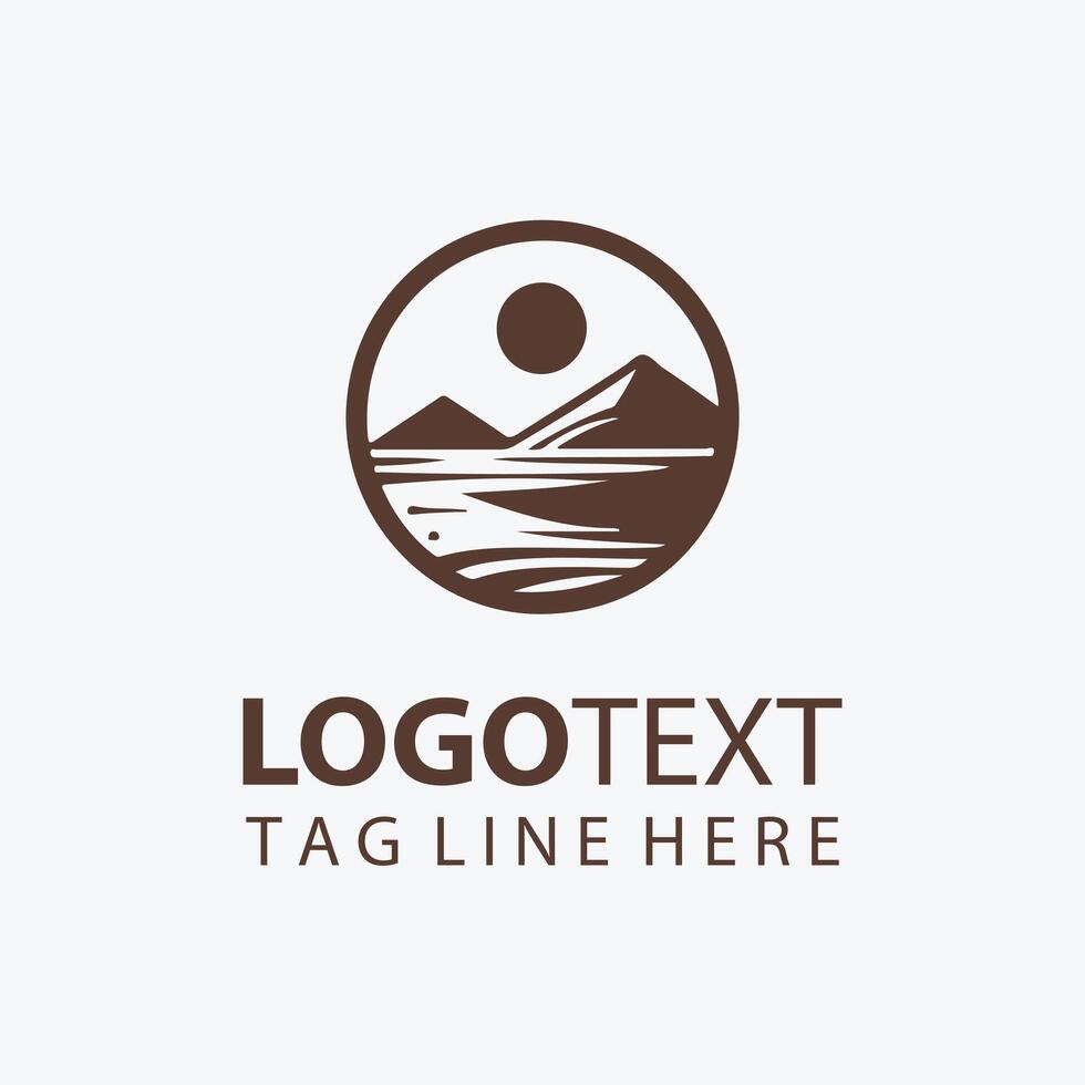 Minimalist desert logo with cacti, sun vector