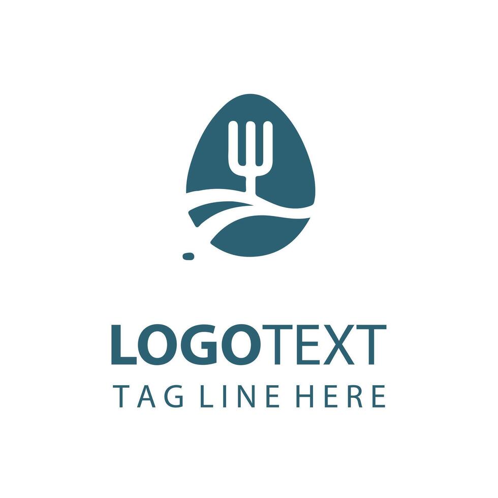 spoon between egg logo vector