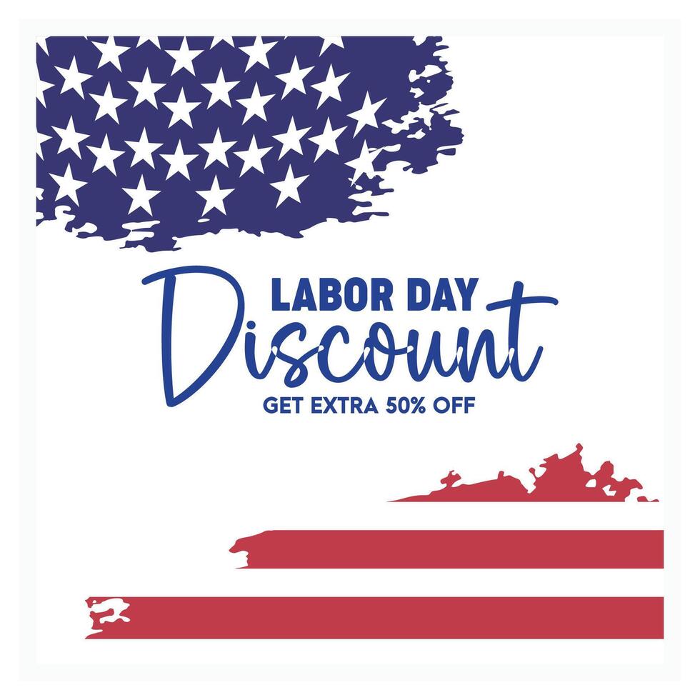 Discount promotion on Labor Day. American flag on a white background. Labor Day sale concept. Flat illustration. vector