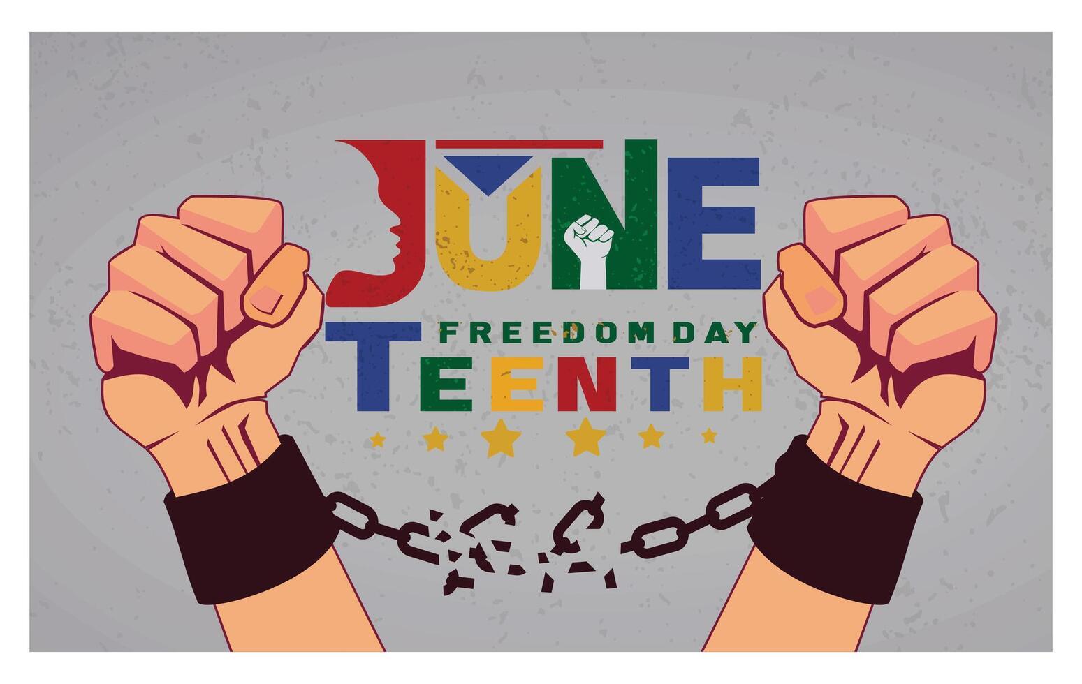 Two hands break the chain. Commemorating African-American Independence Day. Juneteenth concept. Flat illustration. vector