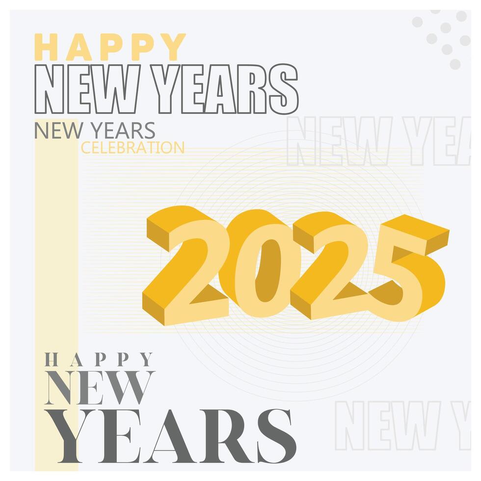 New year for the year of the snake 2025. Gold and black text on a white background. Happy New Year 2025 concept. Flat illustration. vector
