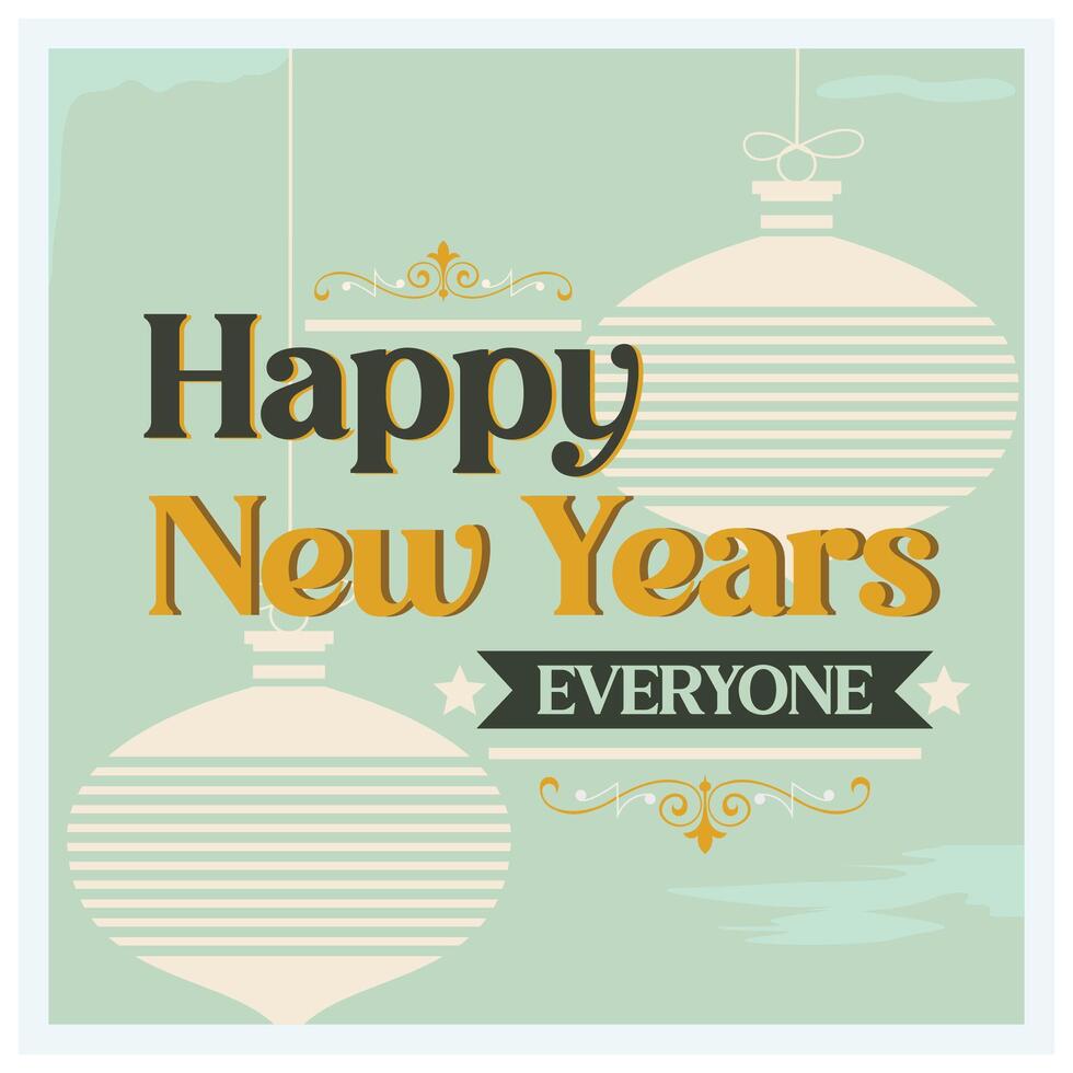 New Year greeting card with lantern decoration. Gold and black colors on a bright background. Happy New Year 2025 concept. Flat illustration. vector