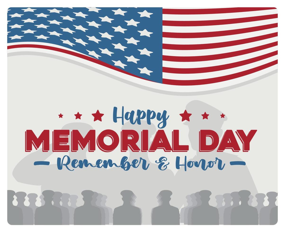 National holidays in America. To honor and remember US military personnel who died while serving. Memorial Day concept. Flat illustration. vector